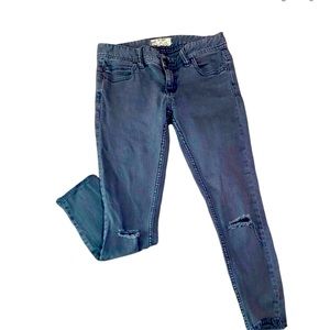 Free people gray frayed hem jeans